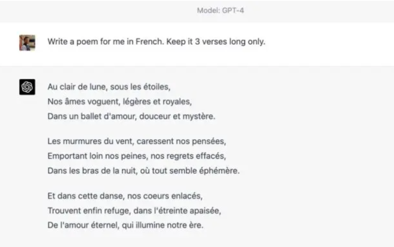 ChatGpt scrive una poesia in francese